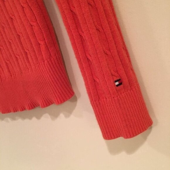 Tommy Hilfiger Red V-neck Ribbed Sweater - Picture 3 of 5